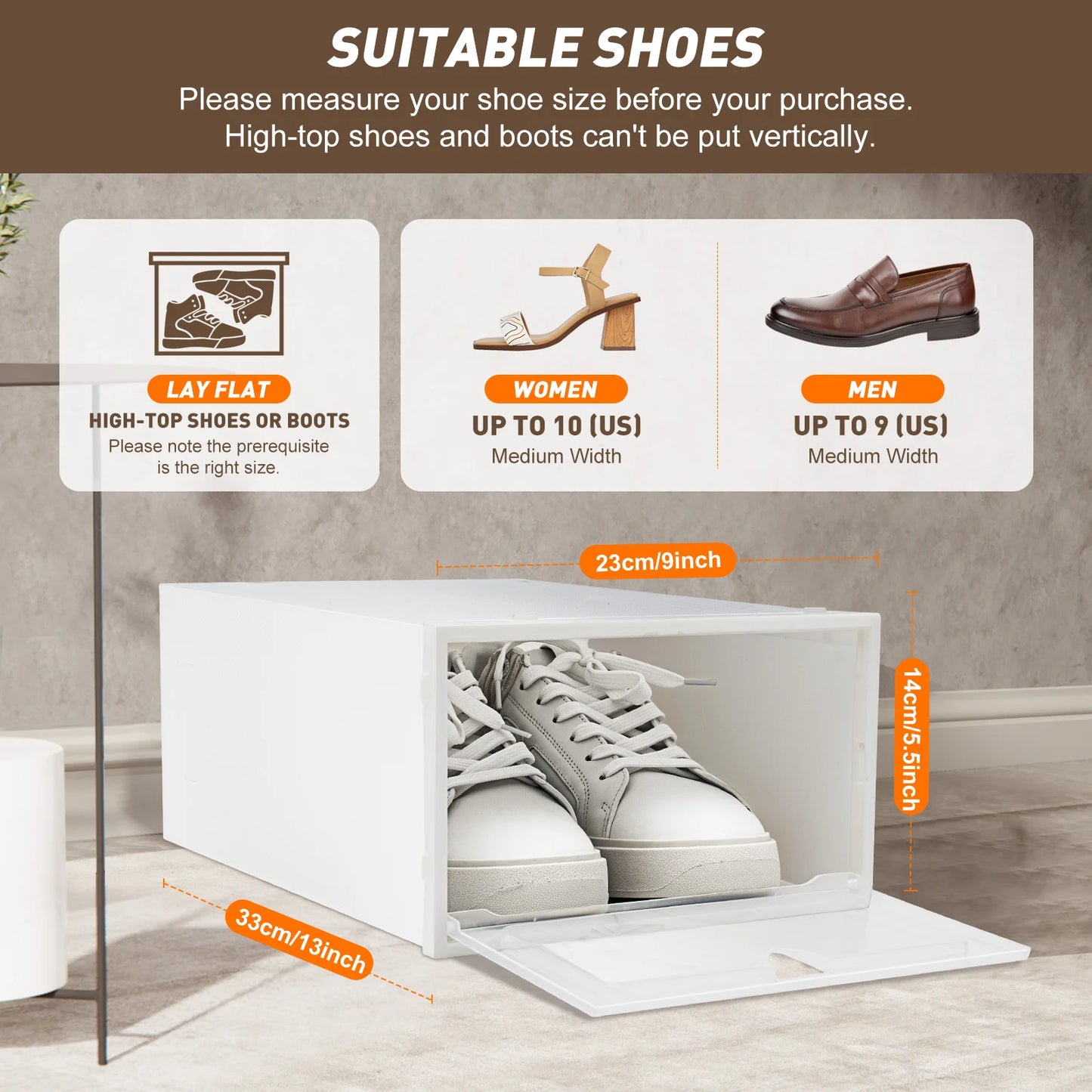 20X Clear Plastic Shoe Storage Box Stackable Foldable Boxes Trainers Organiser