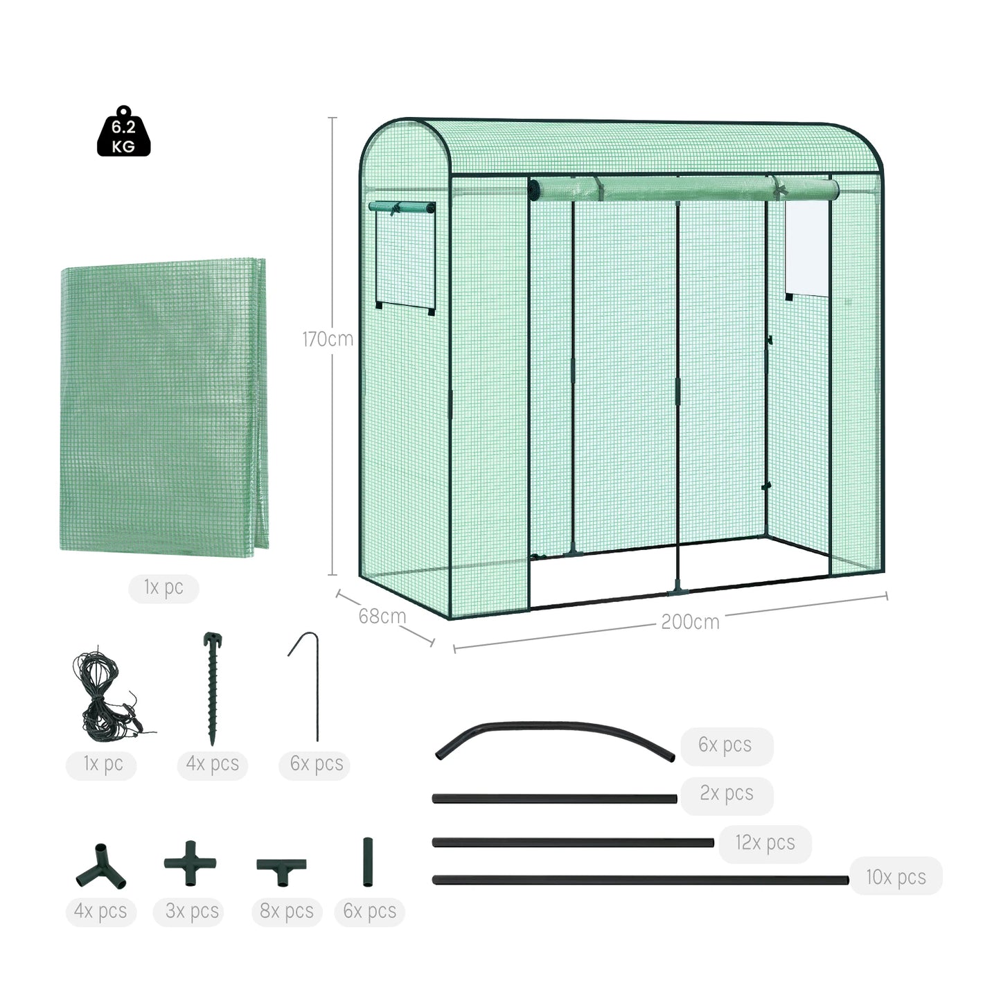 WOLTU Foil Garden Greenhouse Tomato Winter Tent with Door Windows Outdoor Vegetable Warm Greenhouse for Climbing Plants Flower