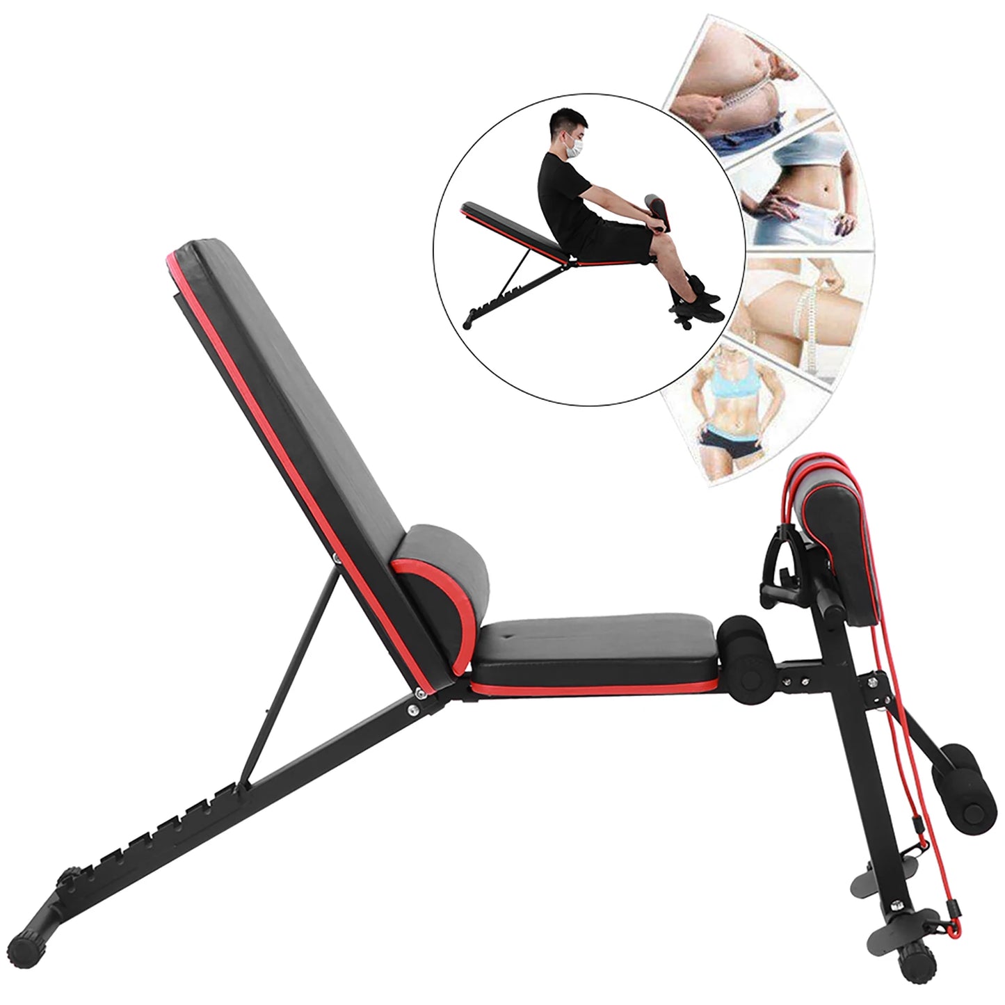 Adjustable Weight Bench Full Body Workout Foldable Incline Decline Exercise Workout Bench for Home Gym Strength Training Incline