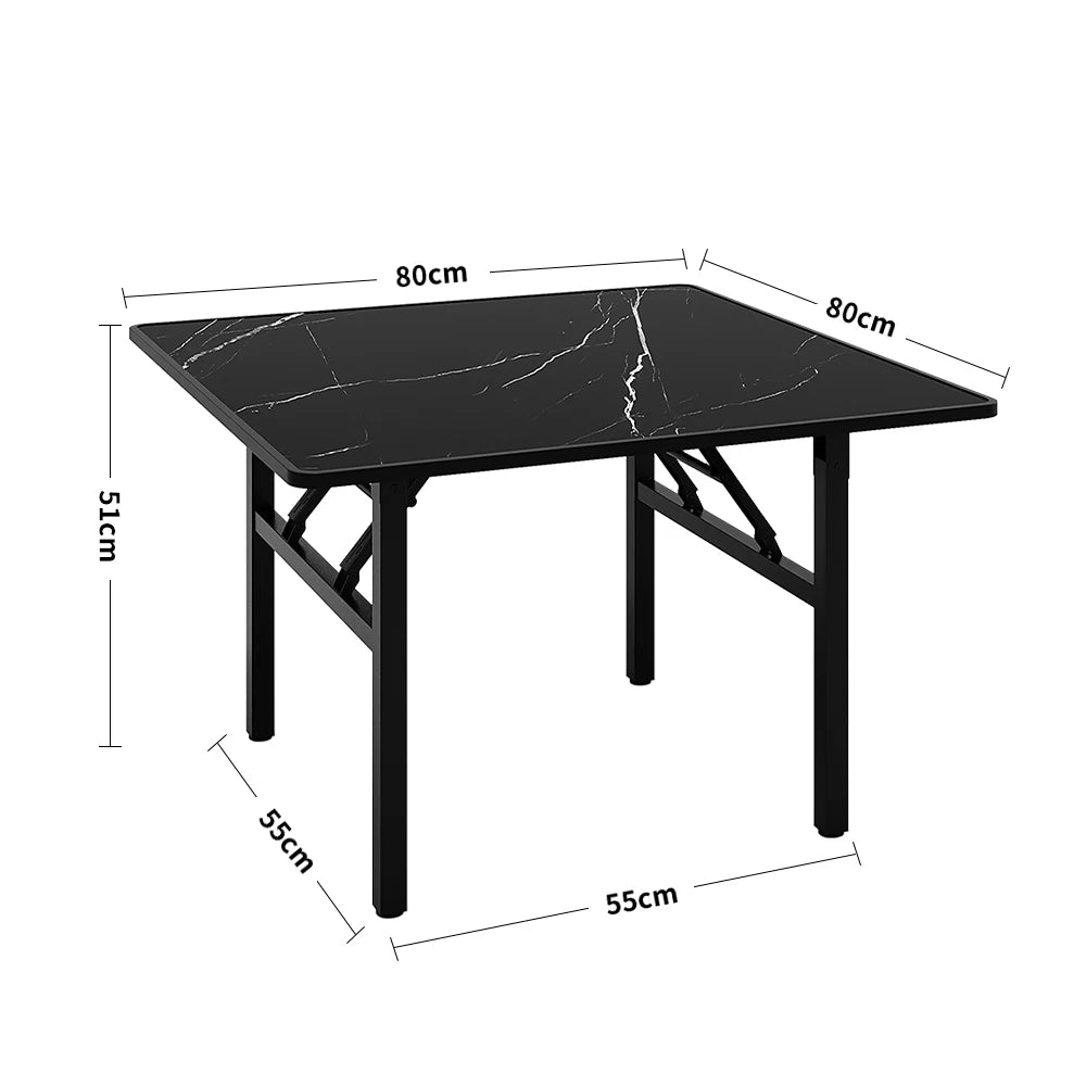 Square Marble Effect 80cm Folding Coffee Table Camping Dining Table Office Center Kitchen Furniture