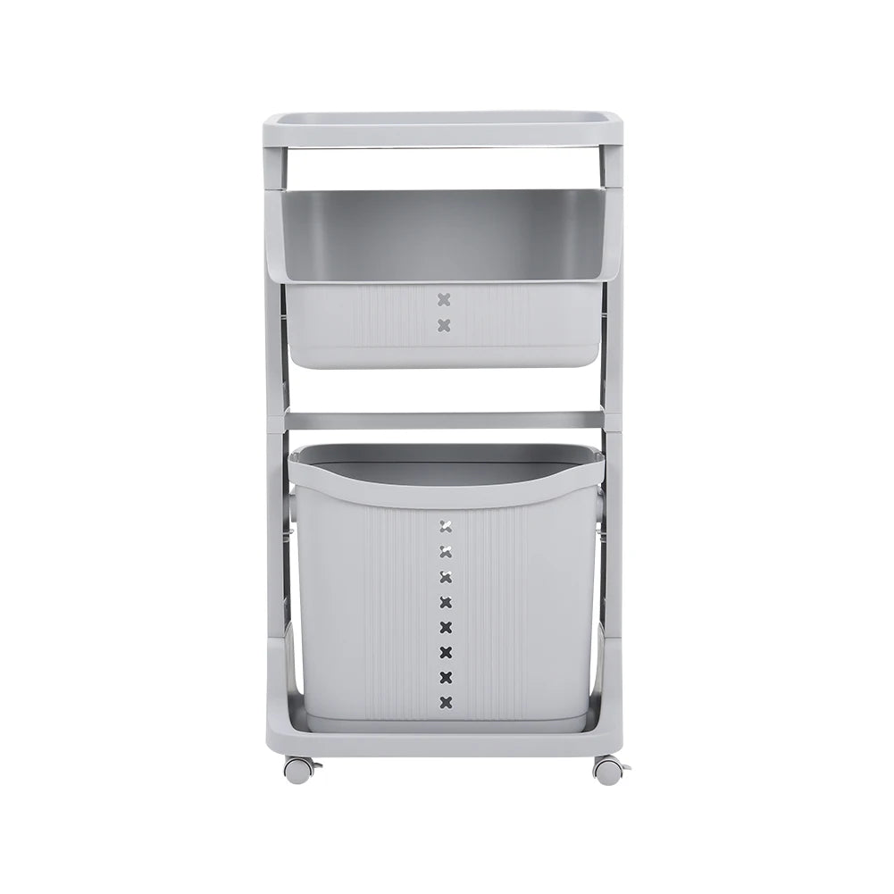 3-Tier Storage Rack Laundry Basket with Wheels