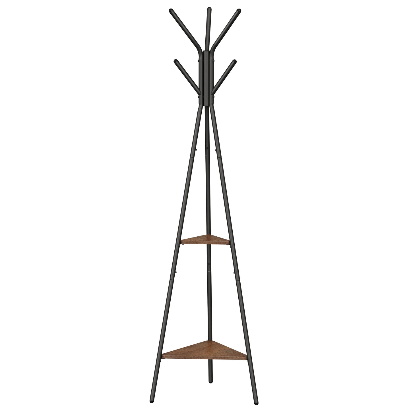 VASAGLE Rack Stand, Coat Tree, Hall Tree Free Standing, Industrial Style, with 2 Shelves, for Clothes, Hat, Bag