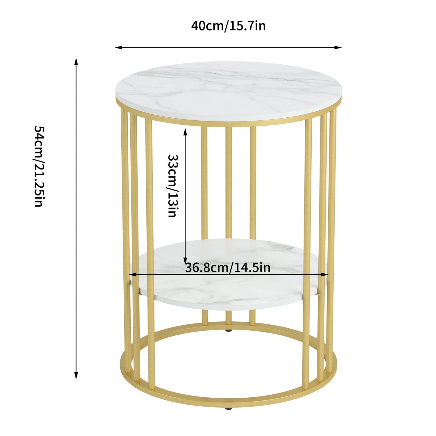 Round Marble Coffee Table Sofa Side Table Living Room Home Furniture Metal Frame 3 Colors