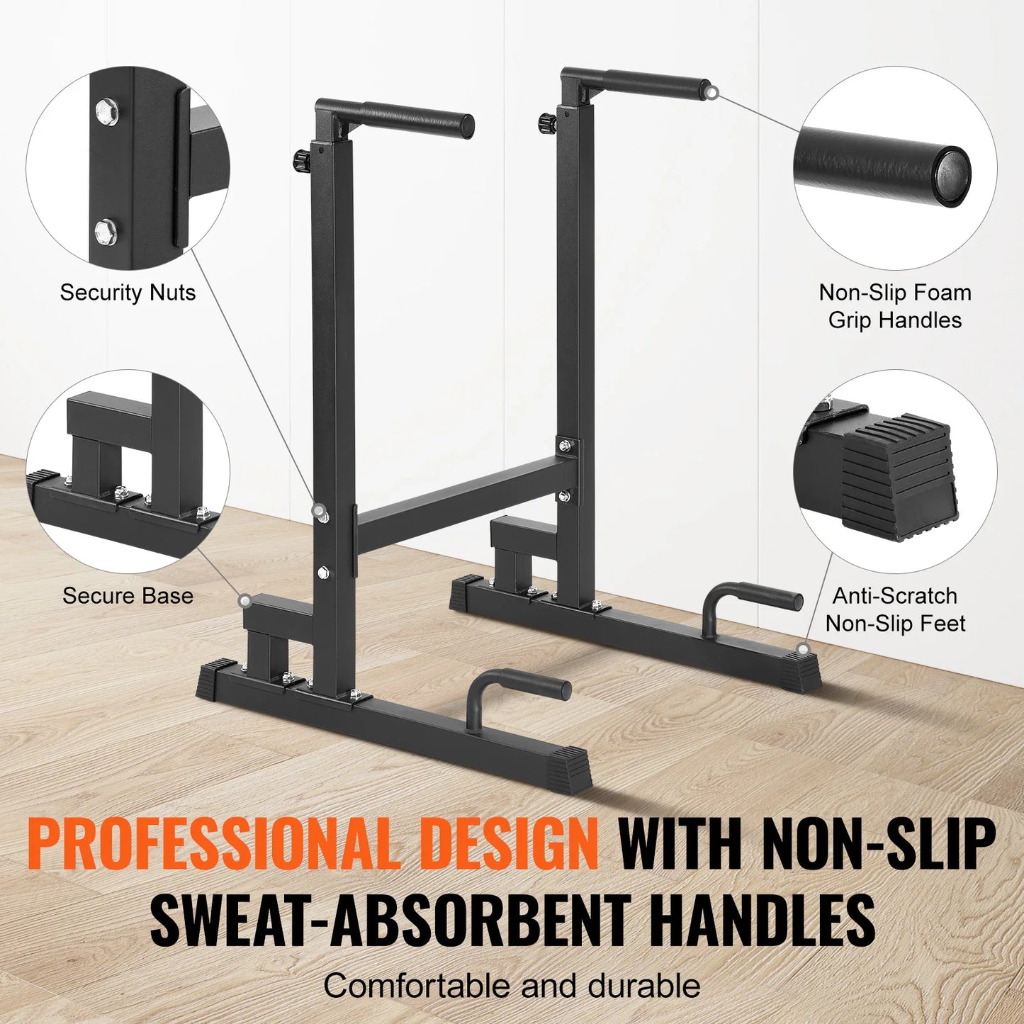 VEVOR 500 lbs Power Tower Pull Up Bar Station with Adjustable Height Fitness Workout Dip Bar Station Stabilizer for Home Gym
