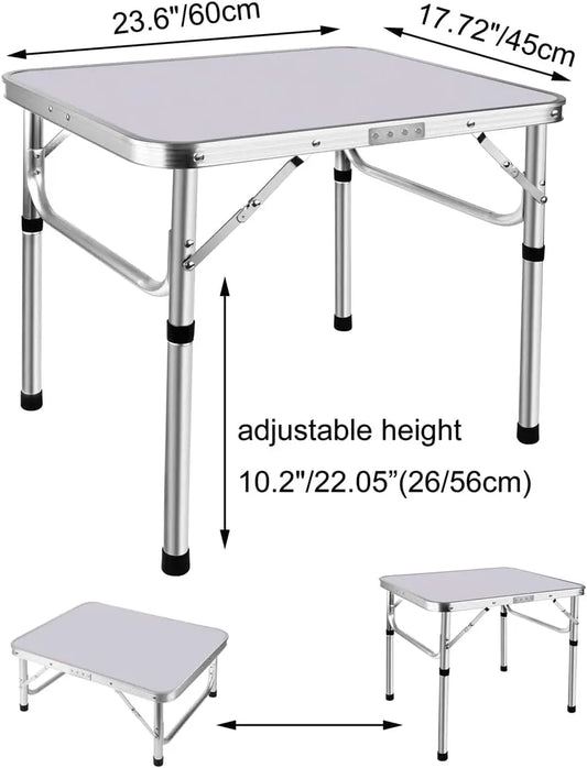 Foldable Camping Table,Portable Picnic Table for Indoor/Outdoor,Balcony,Market,Kitchen,Work,2 Heights 20cm/56cm,Size: 60x45cm