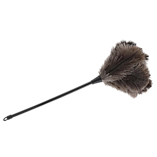 40cm Natural Ostrich Feather Duster with Handle - Ideal for Cleaning Books, Keyboards & Home Décor