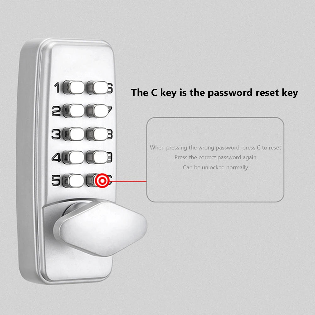 Metal Mechanical Code Lock Sturdy Waterproof Door Code Lock Antirust Interchangeable Handle Easy Installation for Home Furniture