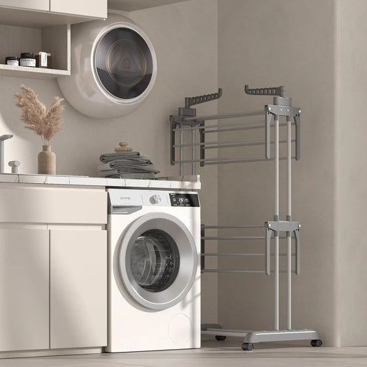 Stainless Steel Drying Rack Floor-Standing Folding Clothes Drying Cool Balcony Simple Baby Clothes Quilt Rack Home Furniture