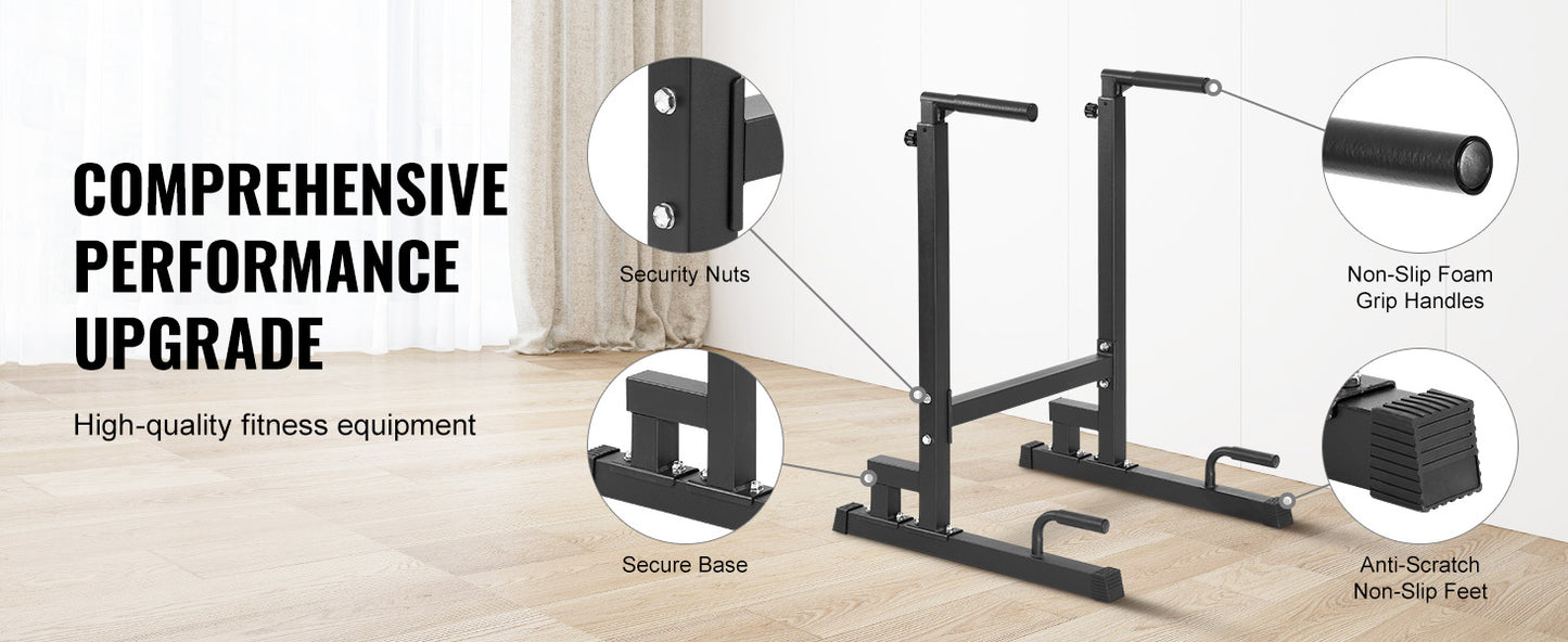 VEVOR 500 lbs Power Tower Pull Up Bar Station with Adjustable Height Fitness Workout Dip Bar Station Stabilizer for Home Gym