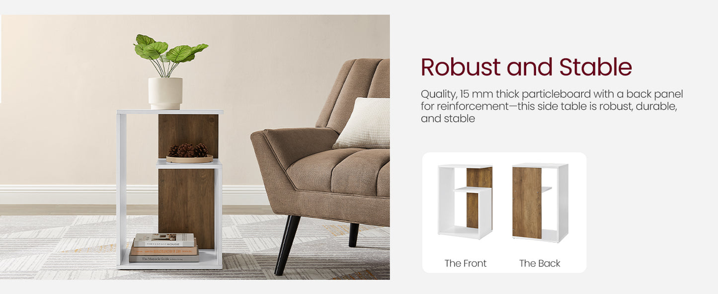 VASAGLE Side Table, Bedside Table, Open Storage, Can Be Used Vertically or Horizontally, Modern, 30 x 40 x 60 cm
