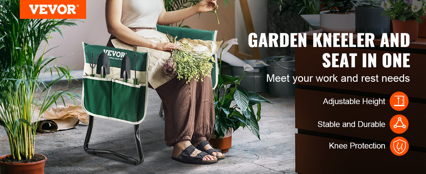 VEVOR Garden Kneeler and Seat Foldable Garden Stool Kneeling Bench for Gardening with Tool Bag Gifts for Grandparents Seniors