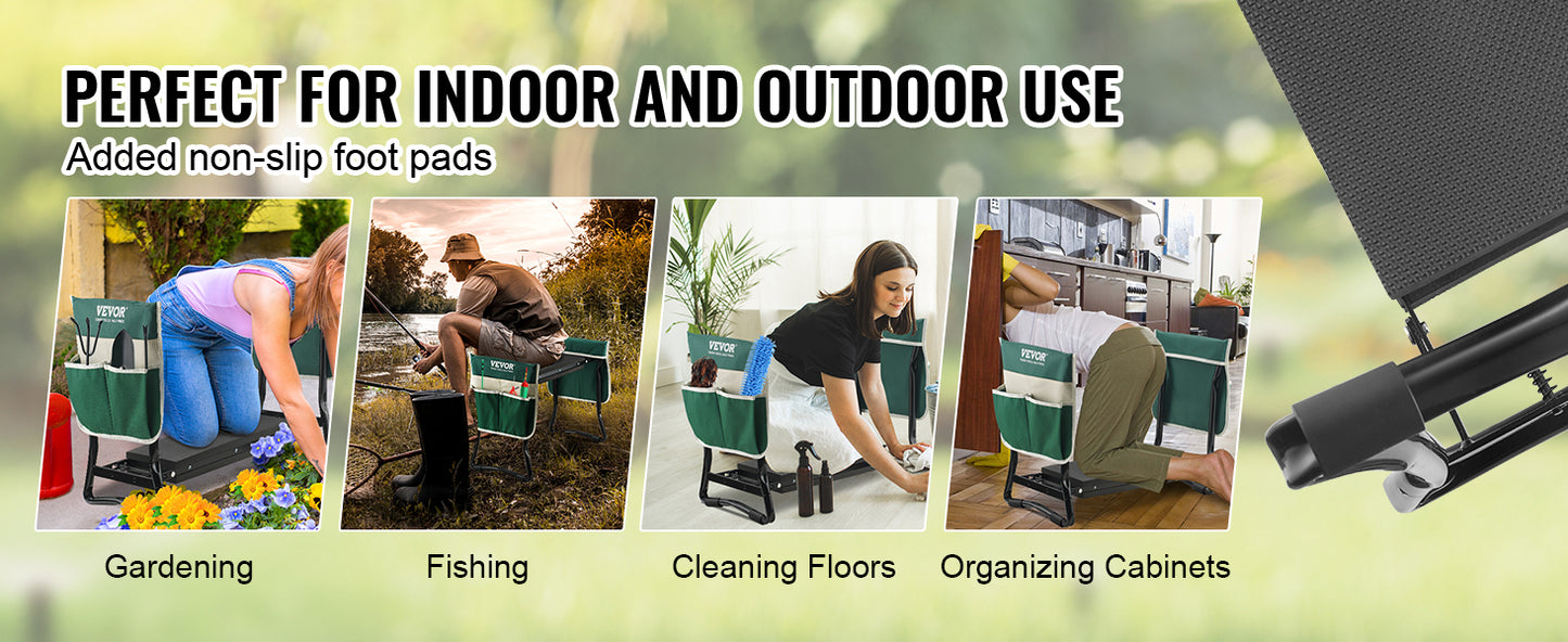 VEVOR Garden Kneeler and Seat Foldable Garden Stool Kneeling Bench for Gardening with Tool Bag Gifts for Grandparents Seniors
