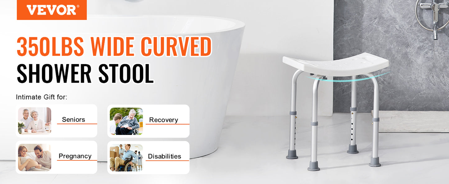VEVOR Shower Chair Adjustable Height Shower Stool with Built-in Handles Shower Seat for Inside Shower or Tub 158.8 kg Capacity