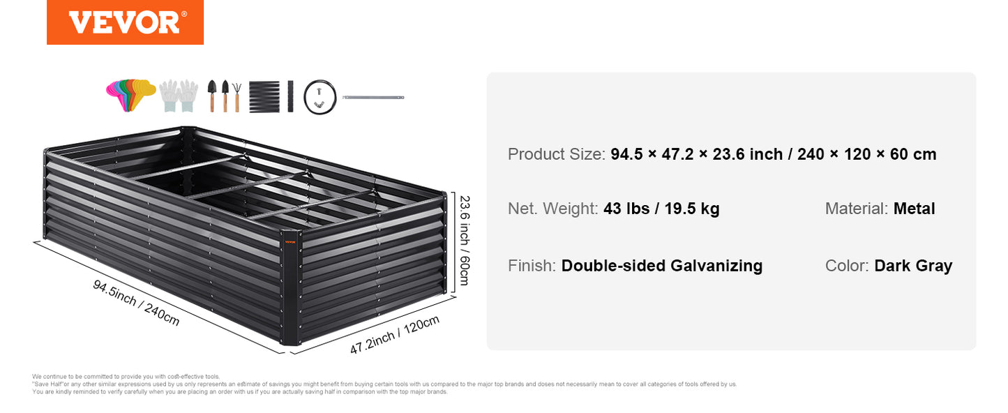 VEVOR Raised Garden Bed Kit Large Metal Raised Planter Box Garden Beds Outdoor for Vegetables Flowers and Herbs with Open Bottom