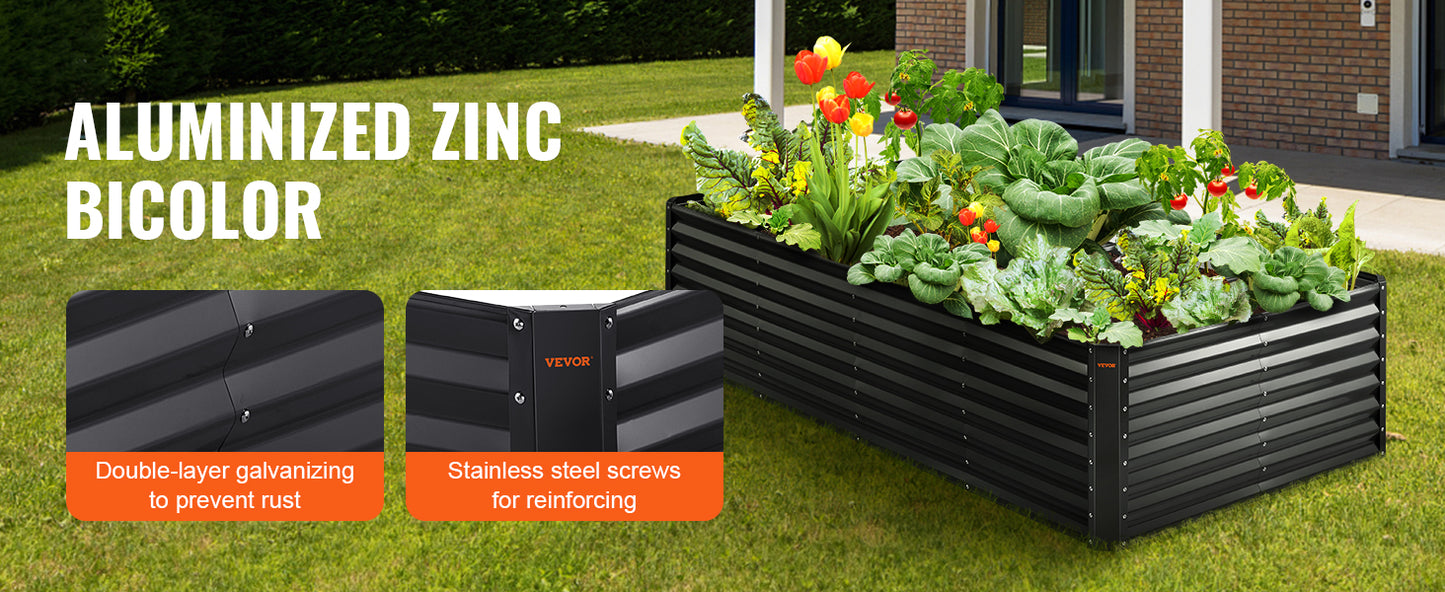 VEVOR Raised Garden Bed Kit Large Metal Raised Planter Box Garden Beds Outdoor for Vegetables Flowers and Herbs with Open Bottom