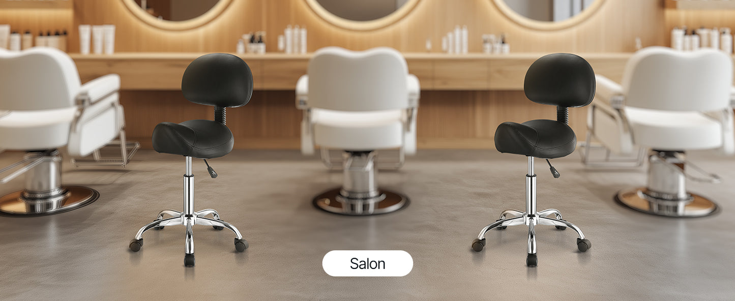 VEVOR Saddle Stool w/ Wheels 450 LBS Weight Capacity Height Adjustable Ergonomic Swivel Saddle Chair for Salon Spa Tattoo Clinic