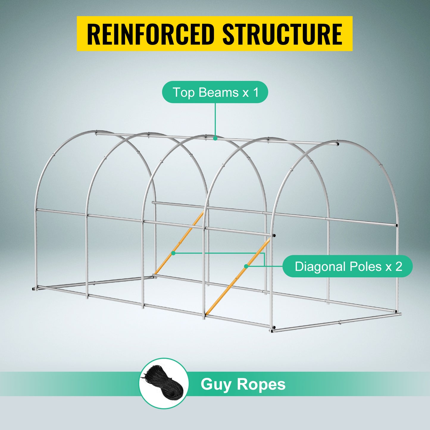 VEVOR Walk-in Tunnel Greenhouse Galvanized Frame & Waterproof Cover 15x7x7/10x7x7/20x10x7/12x7x7 ft Greenhouses & Cold Frames