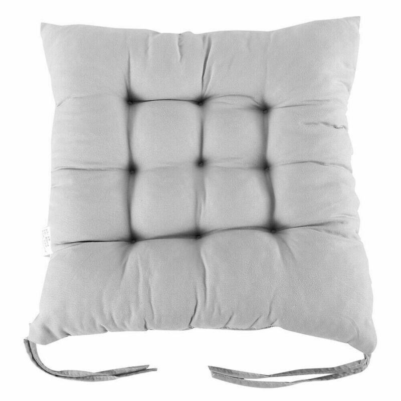 4 Pack Seat Pad Dining Room Garden Kitchen Chair Seat Cushions Tie On Plain UK