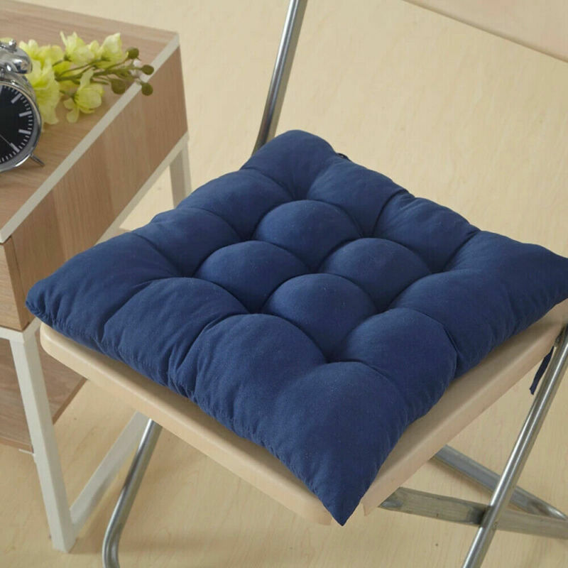 4 Pack Seat Pad Dining Room Garden Kitchen Chair Seat Cushions Tie On Plain UK