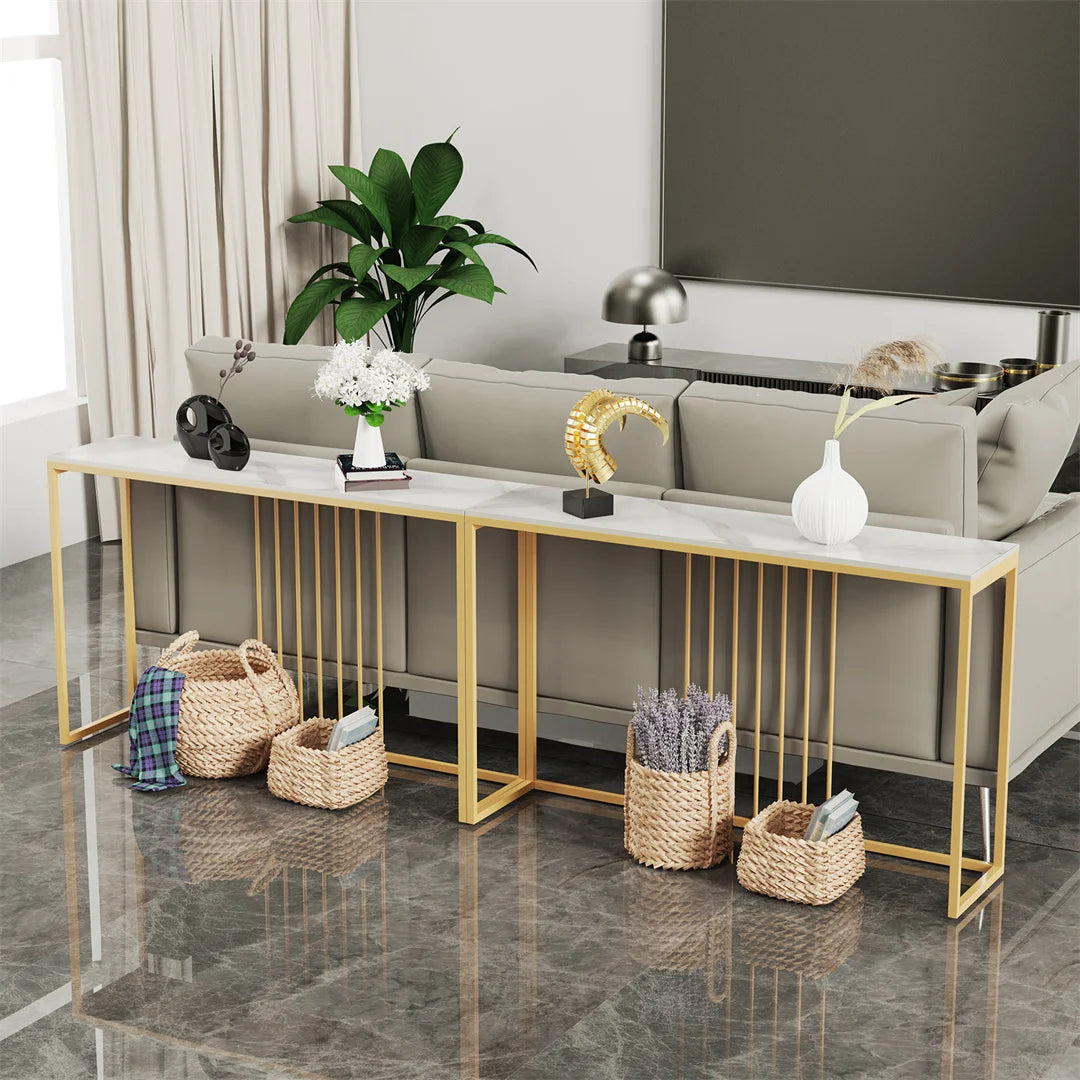 LUVODI Console Table for Entryway Minimalistic Living Room Furniture Sofa Side Table with Strong Metal Stand