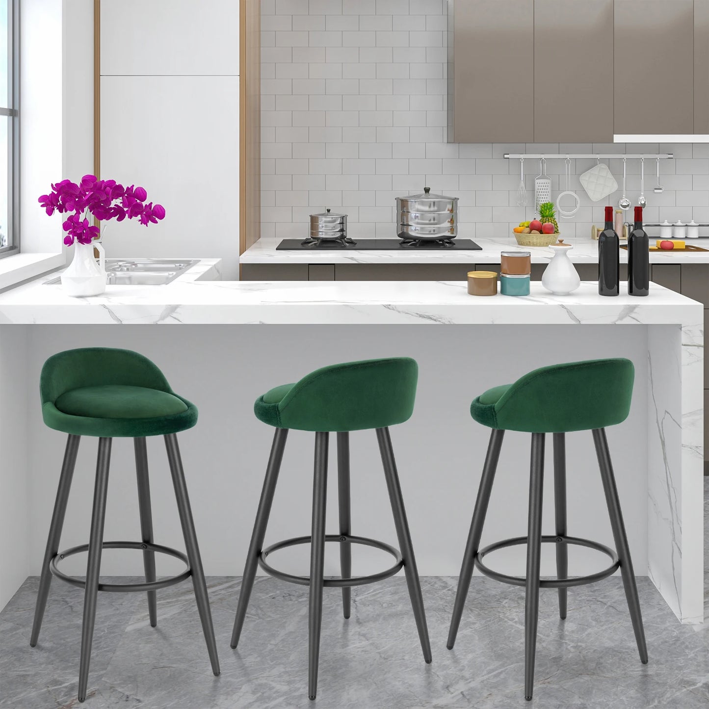 WOLTU 2PCS Bar Stool Bar Chair Counter Stool with Footrest Kitchen Dining Breakfast Chair High Cafe Stool Bar Furniture