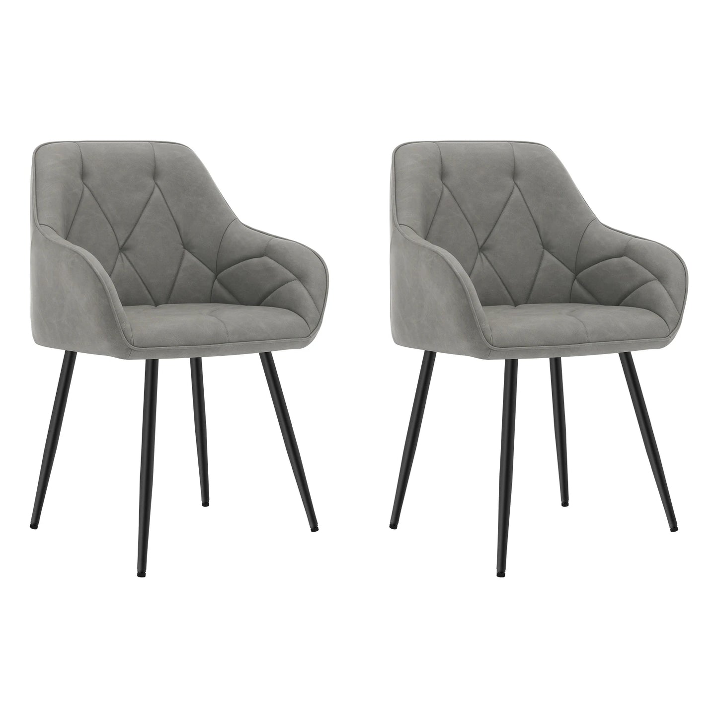 WOLTU 2PCS/Set Dining Chairs Upholstered Kitchen Chairs with Backrest Armrests Metal Legs for Living Room Office Dressing Table