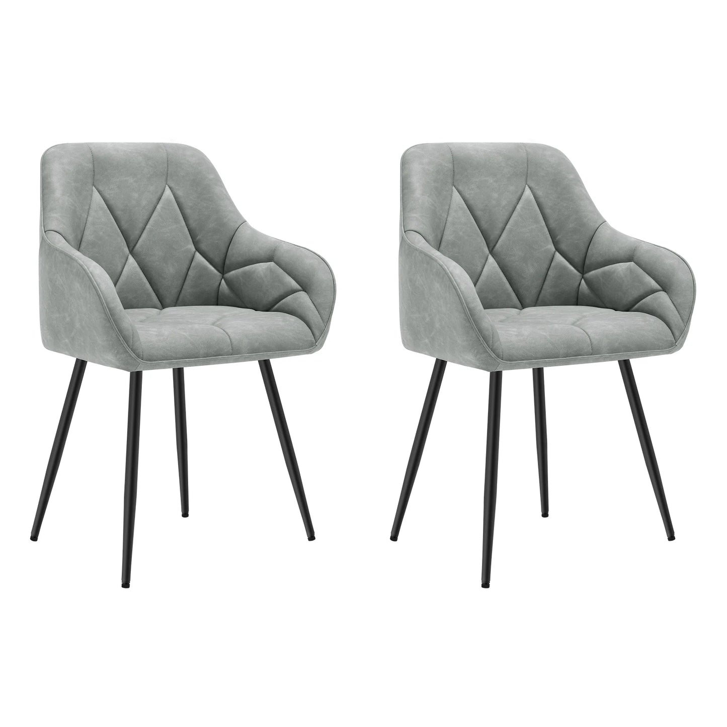 WOLTU 2PCS/Set Dining Chairs Upholstered Kitchen Chairs with Backrest Armrests Metal Legs for Living Room Office Dressing Table