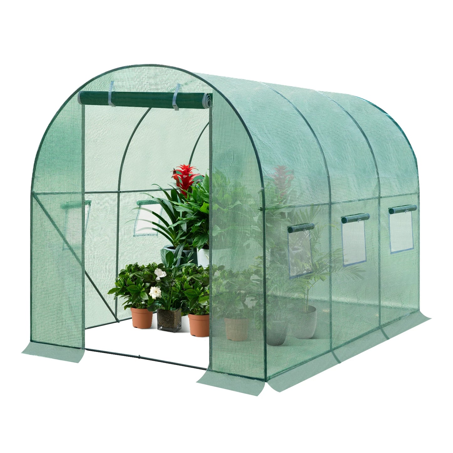 300x200x200cm  Foil Greenhouse Winterproof Polytunnel for Cultivation Tomatoes Vegetables Plants House with Door 6 Windows