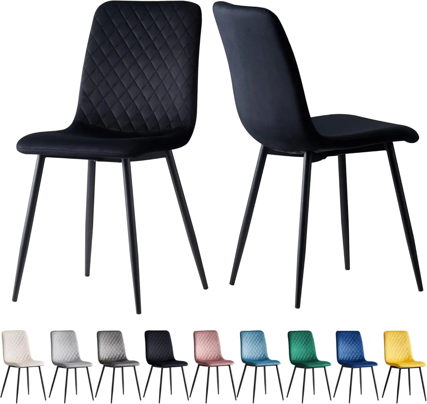 mcc direct Set of 2 Designer Velvet Fabric Dining Chairs Metal Legs Lexi Chairs
