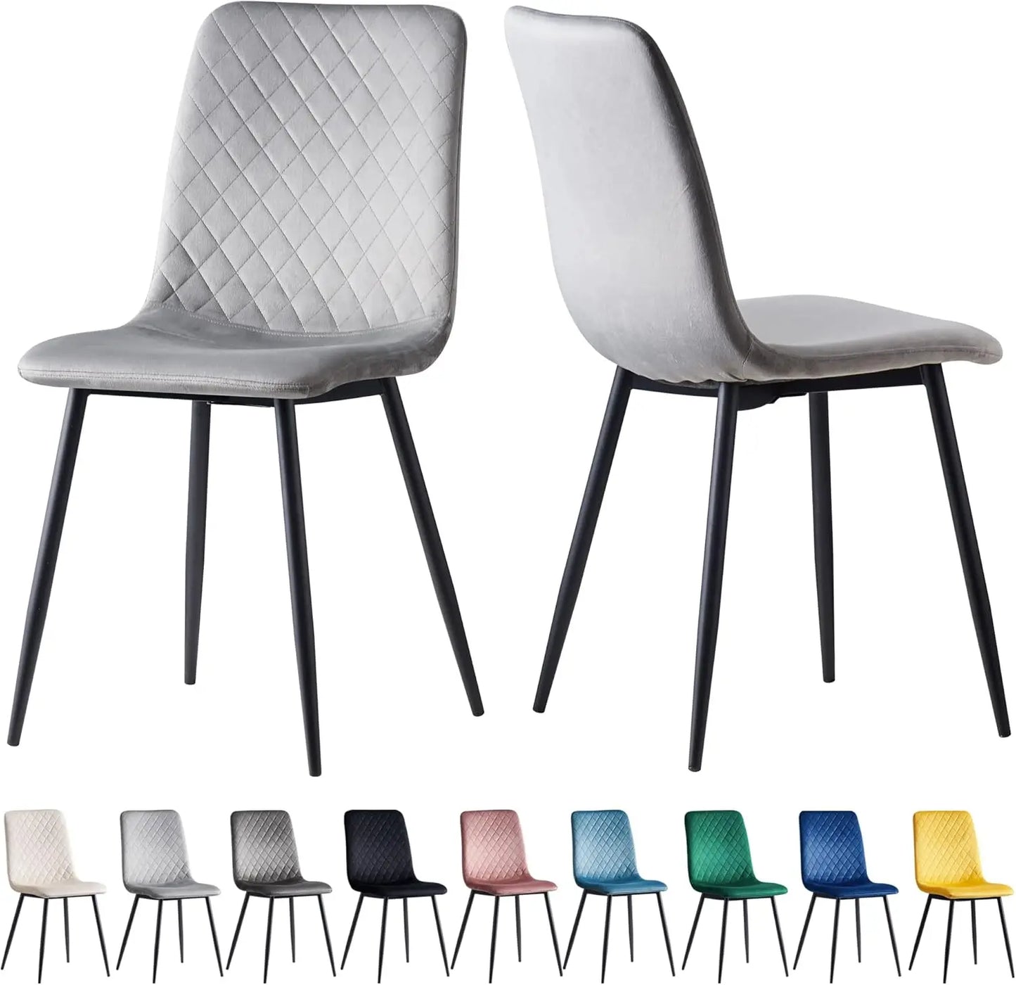 mcc direct Set of 2 Designer Velvet Fabric Dining Chairs Metal Legs Lexi Chairs