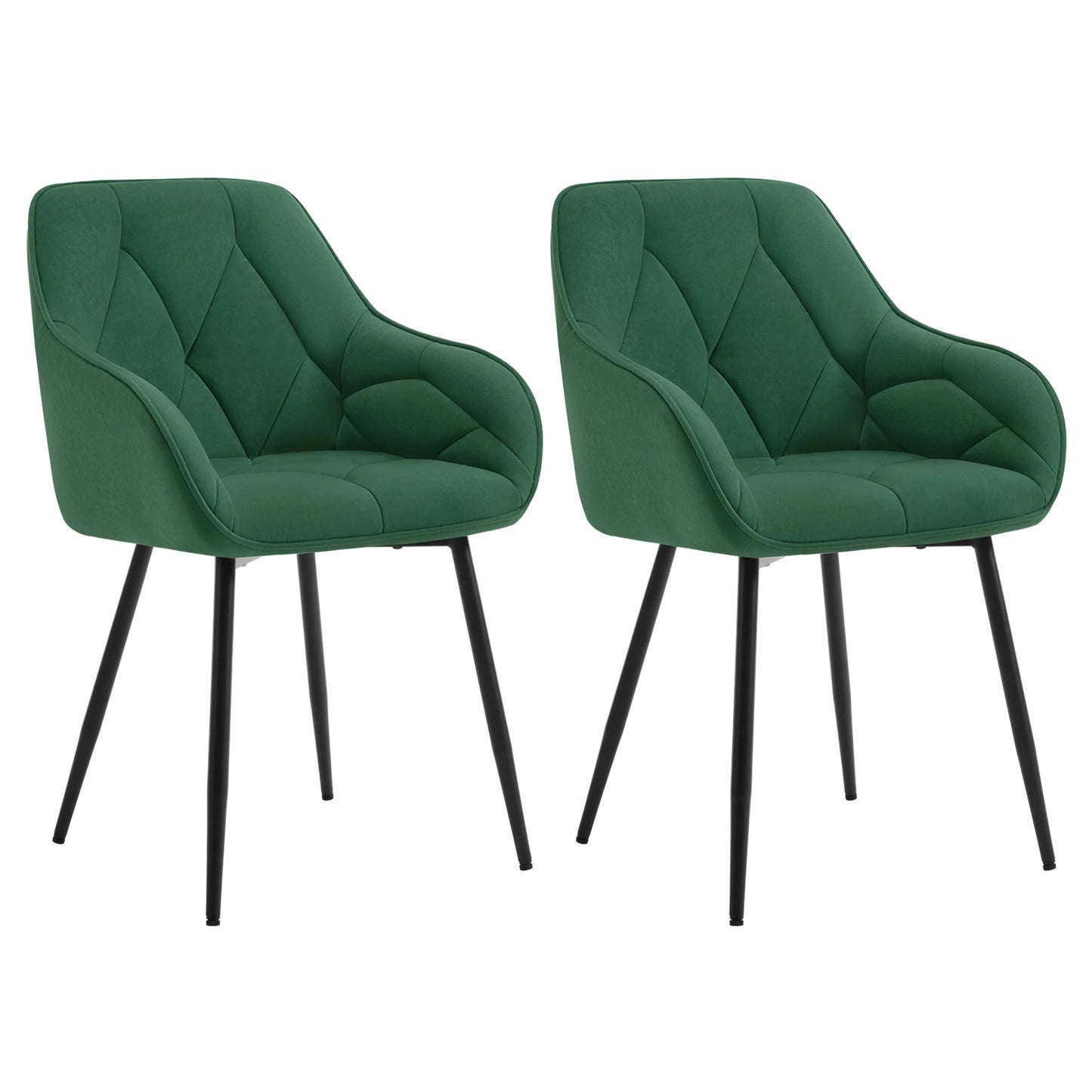 WOLTU 2PCS/Set Dining Chairs Upholstered Kitchen Chairs with Backrest Armrests Metal Legs for Living Room Office Dressing Table