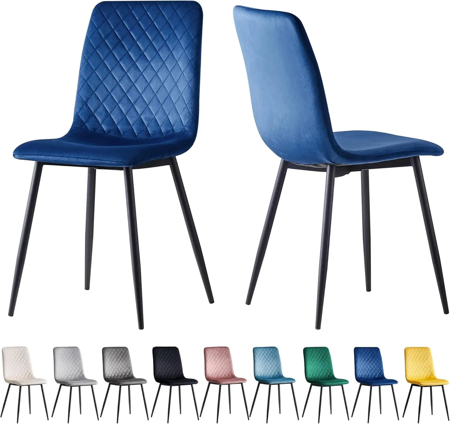 mcc direct Set of 2 Designer Velvet Fabric Dining Chairs Metal Legs Lexi Chairs