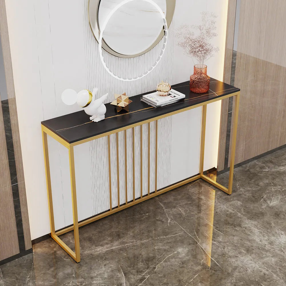 LUVODI Console Table for Entryway Minimalistic Living Room Furniture Sofa Side Table with Strong Metal Stand