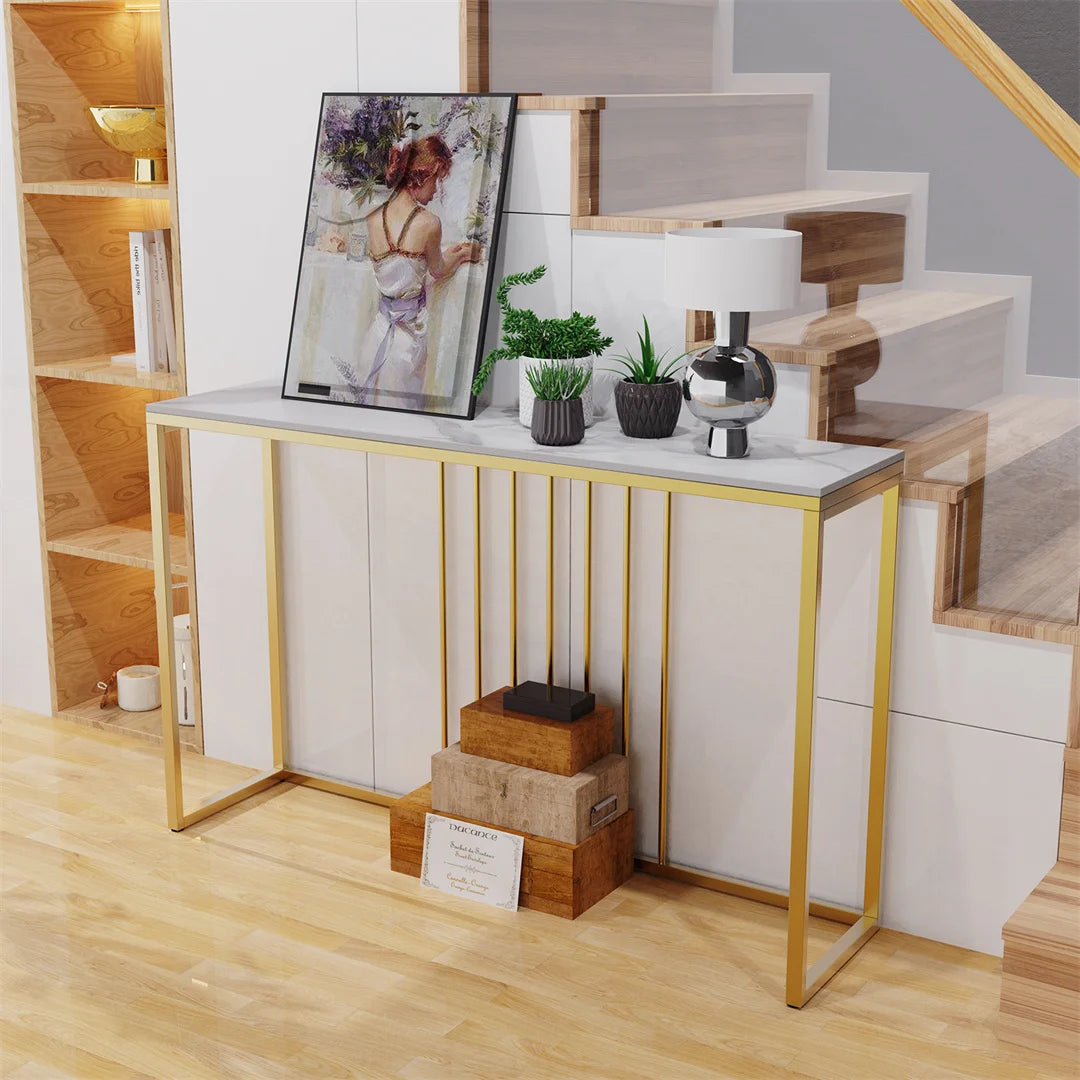 LUVODI Console Table for Entryway Minimalistic Living Room Furniture Sofa Side Table with Strong Metal Stand