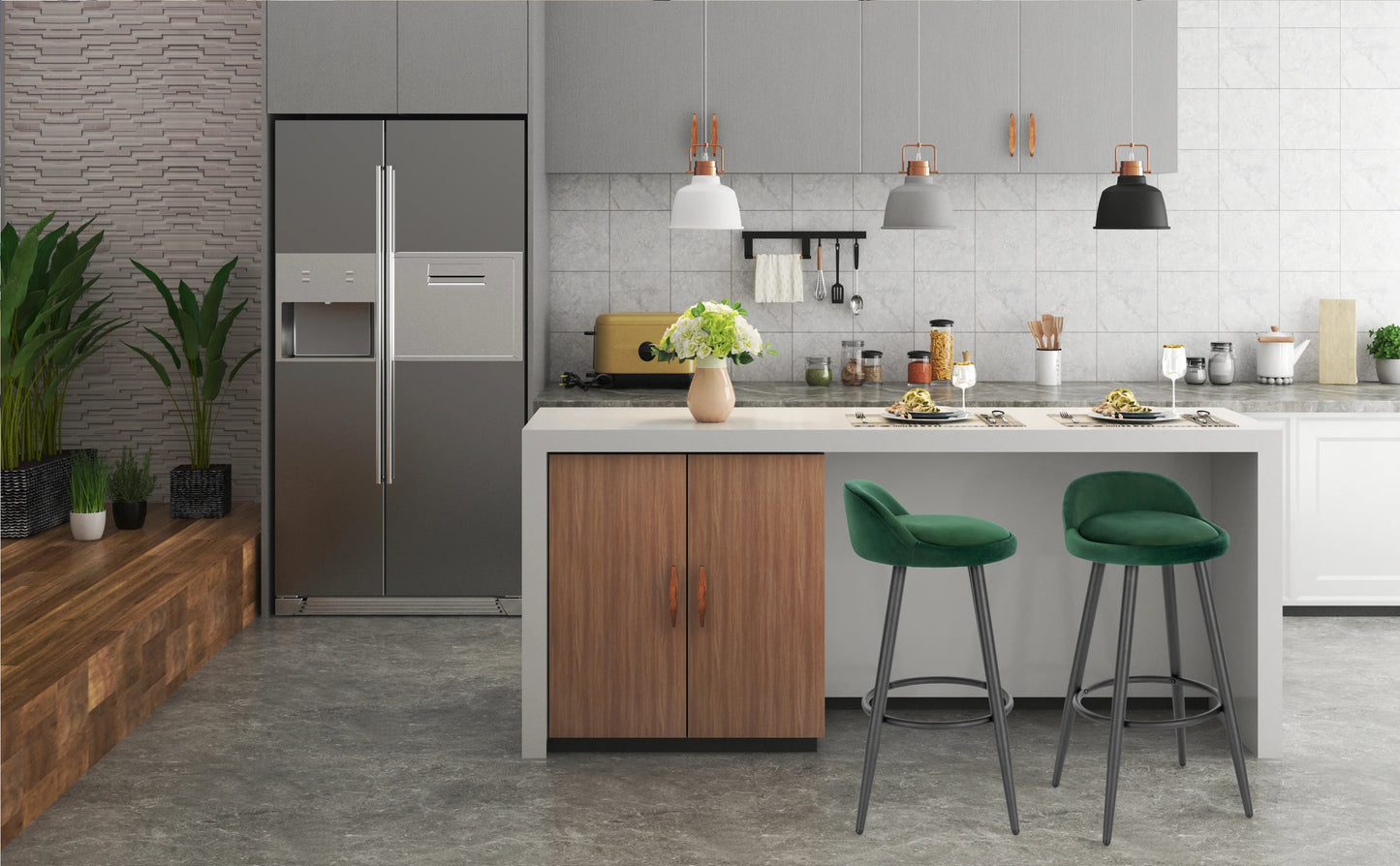 WOLTU 2PCS Bar Stool Bar Chair Counter Stool with Footrest Kitchen Dining Breakfast Chair High Cafe Stool Bar Furniture