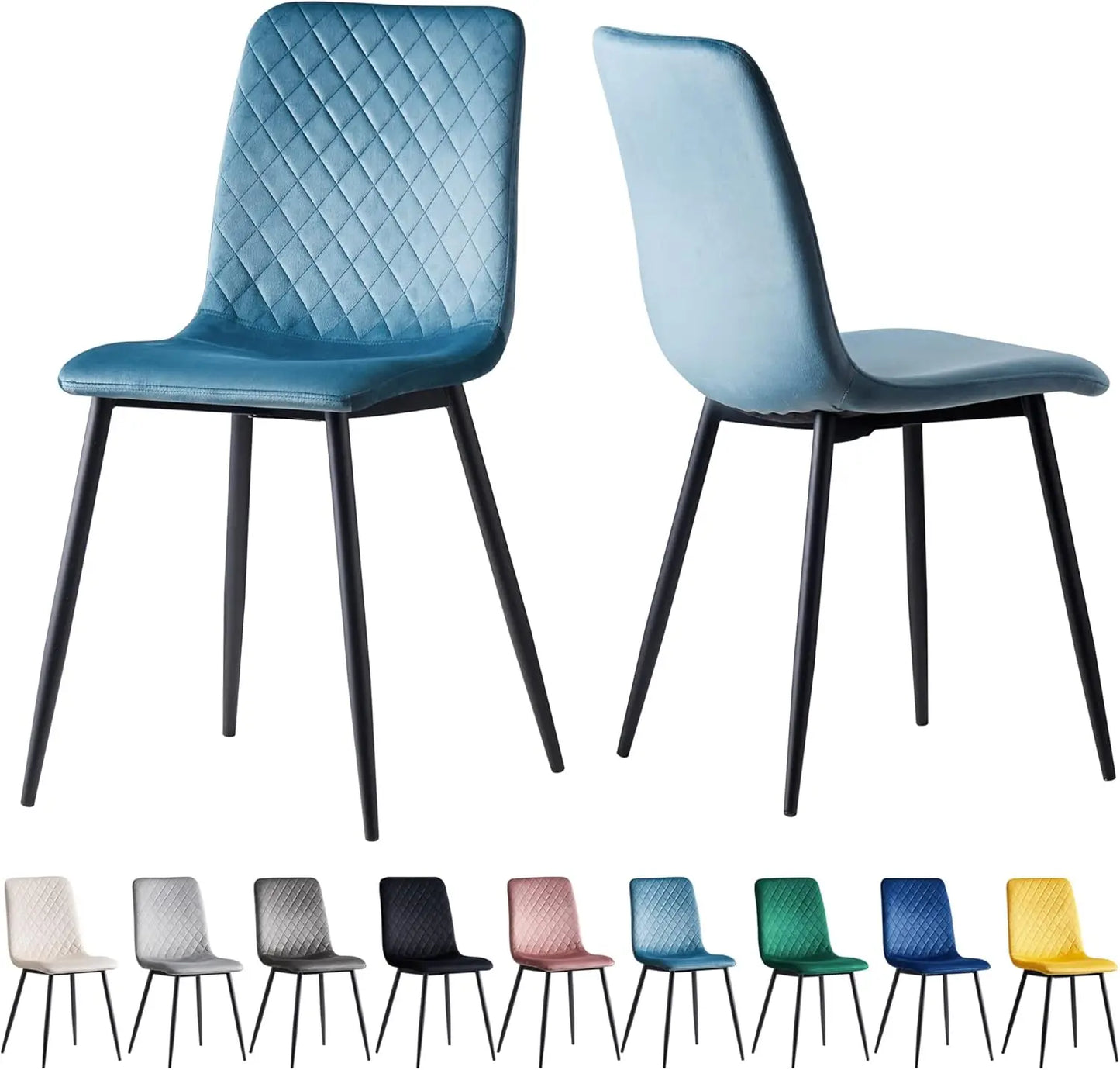 mcc direct Set of 2 Designer Velvet Fabric Dining Chairs Metal Legs Lexi Chairs