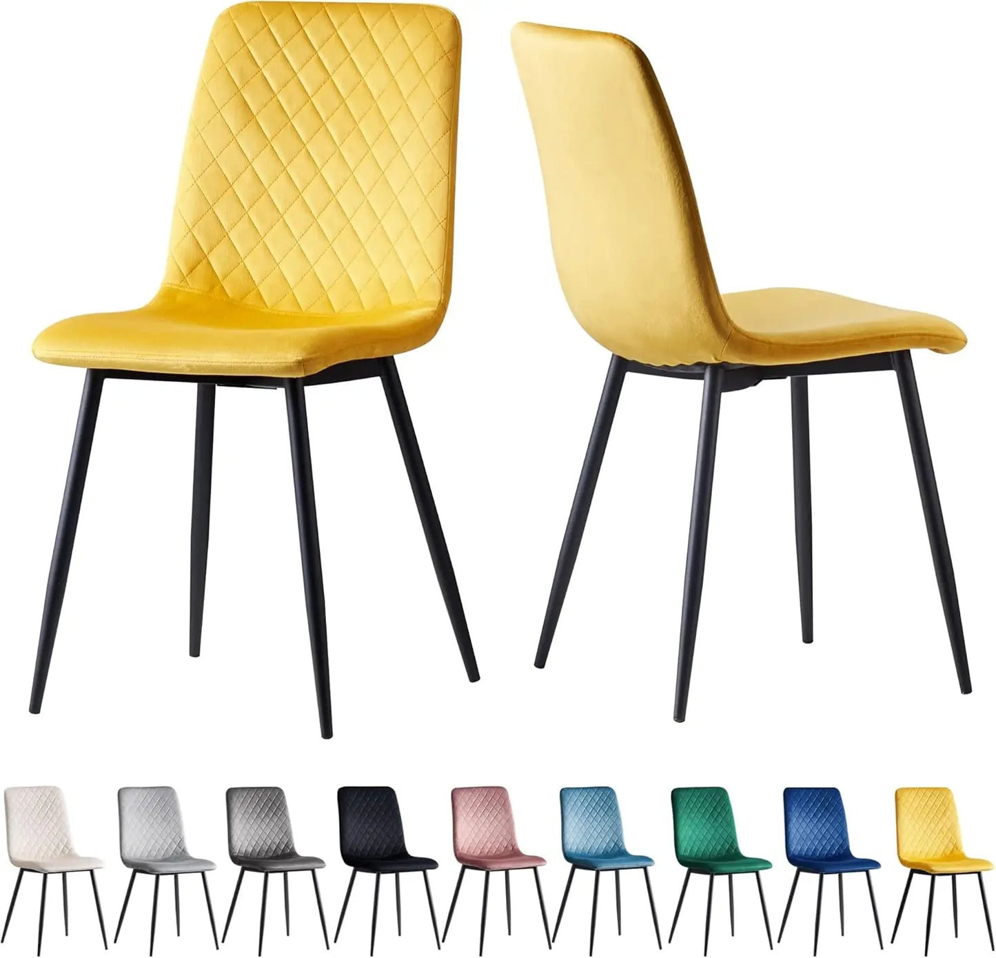 mcc direct Set of 2 Designer Velvet Fabric Dining Chairs Metal Legs Lexi Chairs