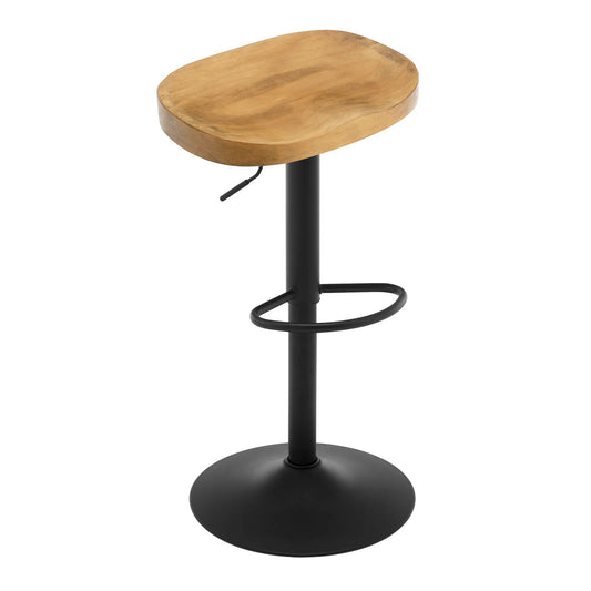 WOLTU 1PC Industrial Wooden Bar Stool Bar Chair Height Adjustable 360° Swivel High Stool with Footrest Kitchen Work Makeup Stool
