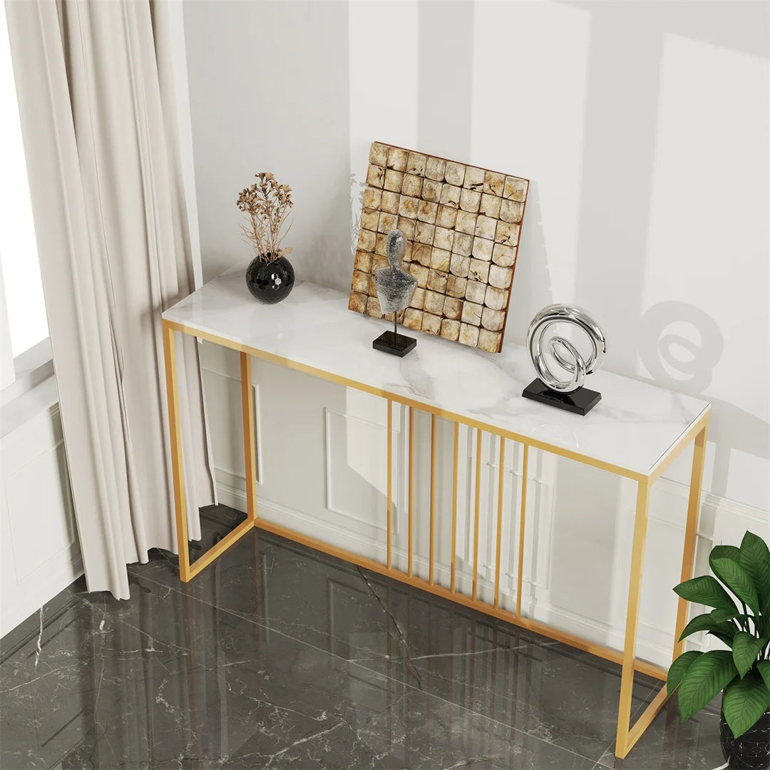 LUVODI Console Table for Entryway Minimalistic Living Room Furniture Sofa Side Table with Strong Metal Stand