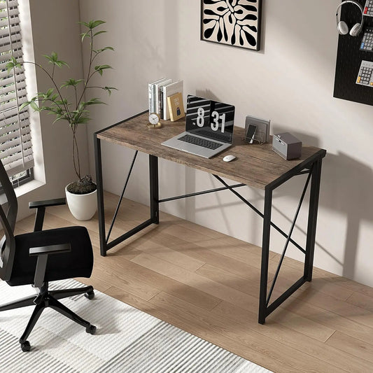 mcc direct Folding Desk Workstation Foldable Computer Desk for Office Home Study Writing Table No Assembly Miami-100cm