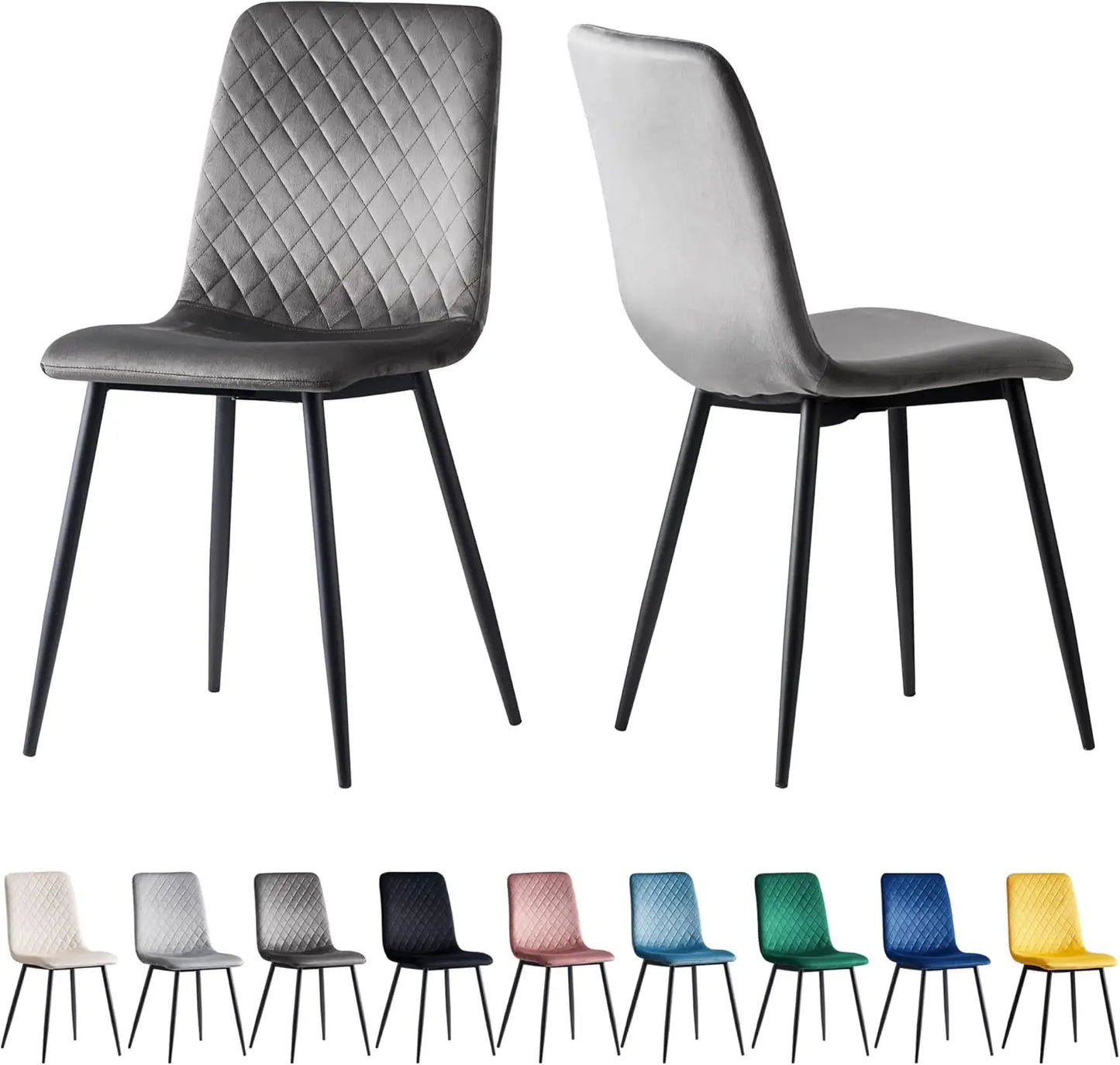 mcc direct Set of 2 Designer Velvet Fabric Dining Chairs Metal Legs Lexi Chairs