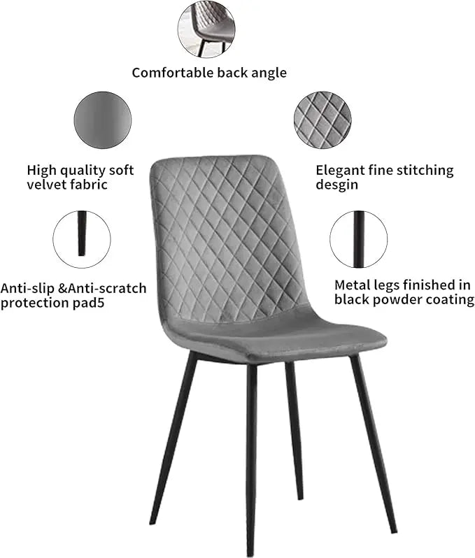 mcc direct Set of 2 Designer Velvet Fabric Dining Chairs Metal Legs Lexi Chairs