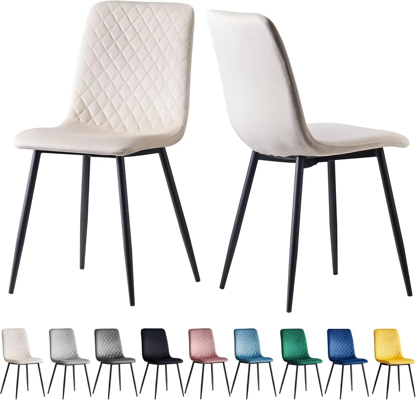mcc direct Set of 2 Designer Velvet Fabric Dining Chairs Metal Legs Lexi Chairs