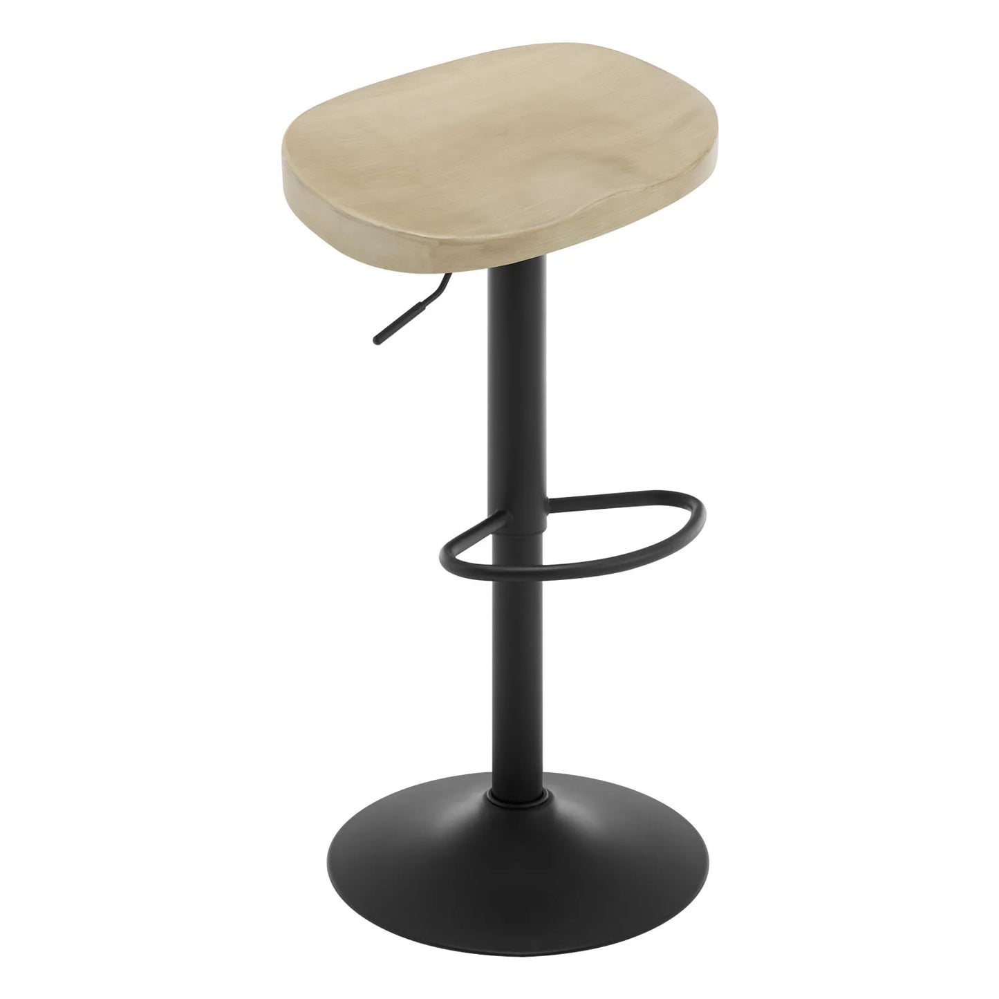 WOLTU 1PC Industrial Wooden Bar Stool Bar Chair Height Adjustable 360° Swivel High Stool with Footrest Kitchen Work Makeup Stool