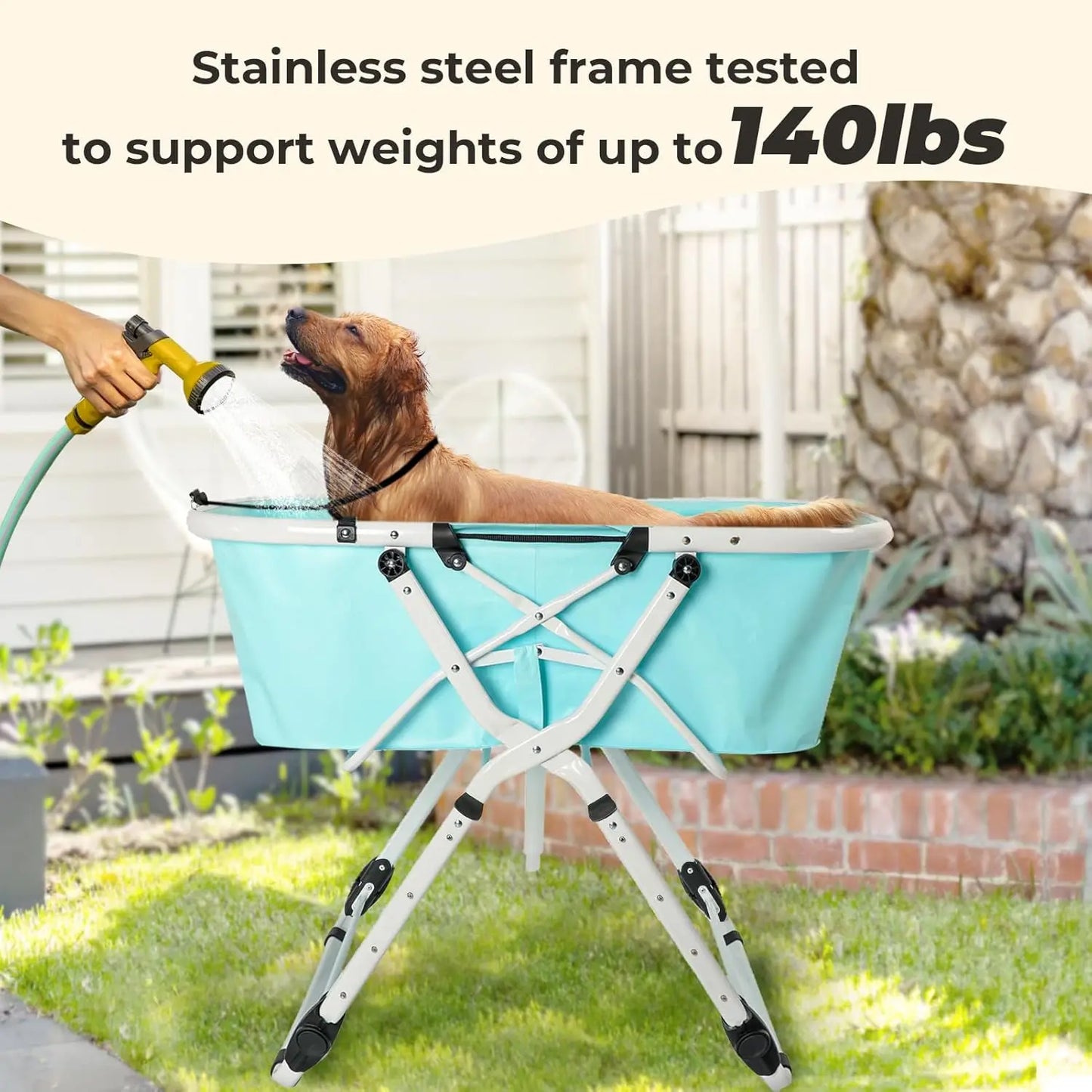 KITPLUS Foldable Dog Bath Tub, 5 Height Adjustable, Shower Dog Pool for Indoor Outdoor, Suit for small, medium and large dog cat