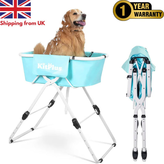 KITPLUS Foldable Dog Bath Tub, 5 Height Adjustable, Shower Dog Pool for Indoor Outdoor, Suit for small, medium and large dog cat