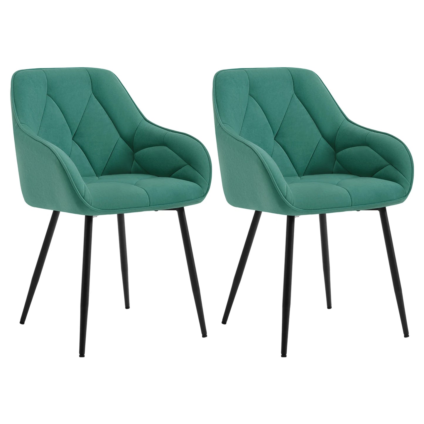WOLTU 2PCS/Set Dining Chairs Upholstered Kitchen Chairs with Backrest Armrests Metal Legs for Living Room Office Dressing Table