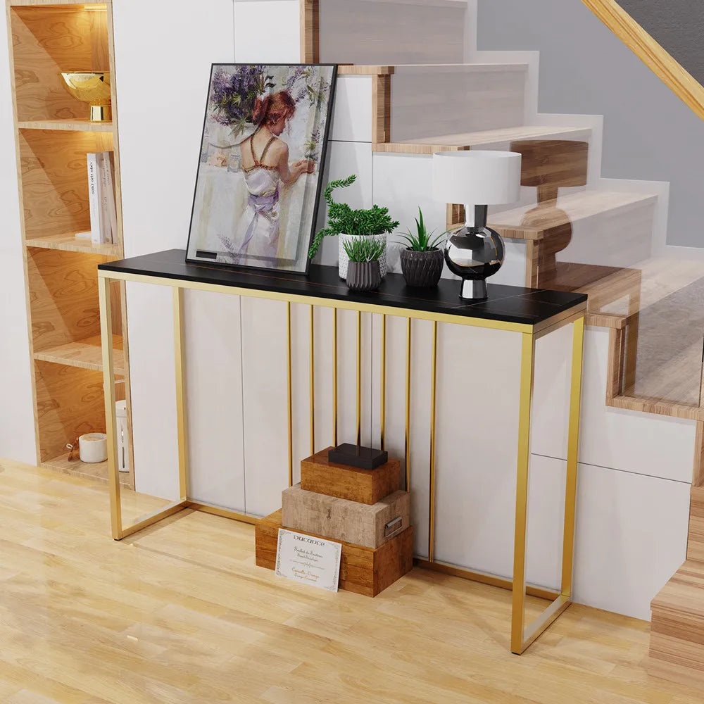 LUVODI Console Table for Entryway Minimalistic Living Room Furniture Sofa Side Table with Strong Metal Stand