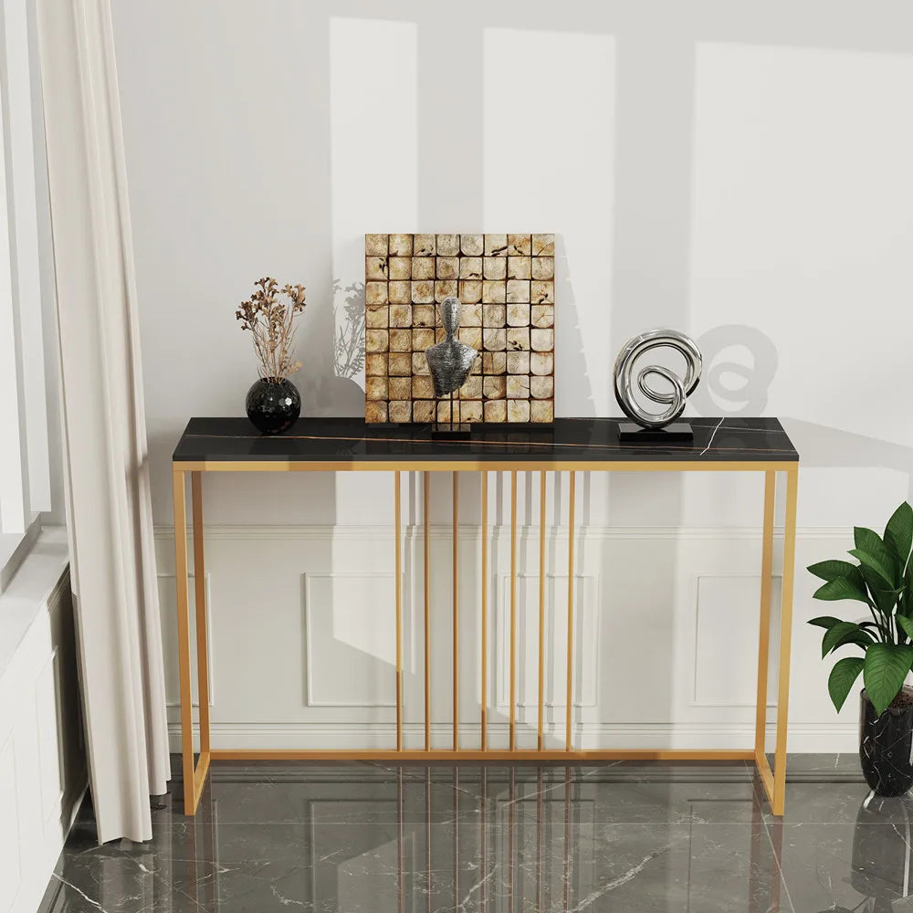 LUVODI Console Table for Entryway Minimalistic Living Room Furniture Sofa Side Table with Strong Metal Stand