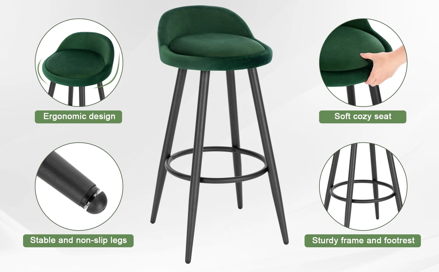 WOLTU 2PCS Bar Stool Bar Chair Counter Stool with Footrest Kitchen Dining Breakfast Chair High Cafe Stool Bar Furniture